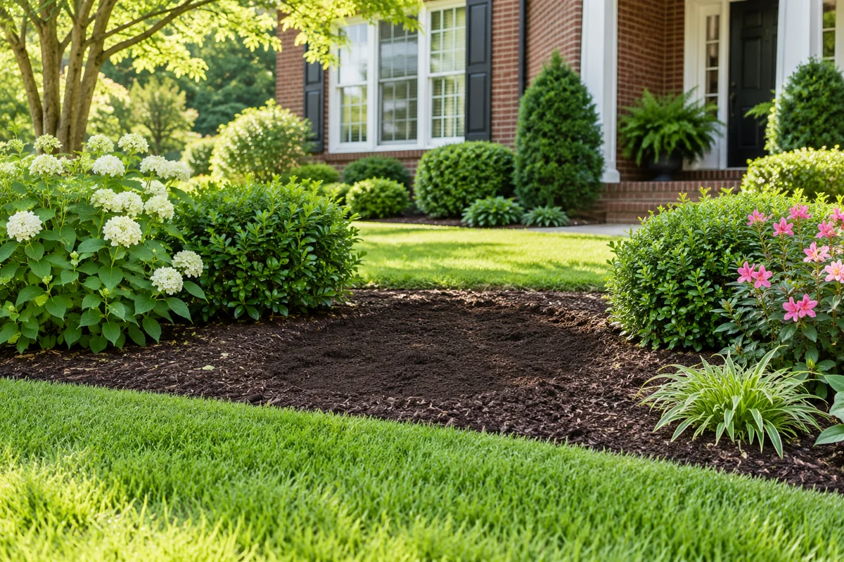 A clean open planting space after a small shrub has been removed